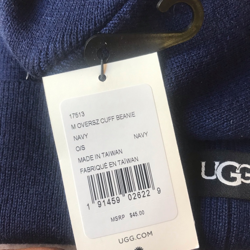 UGG Oversize Cuff Beanie Navy NEW Wool Blend - Picture 3 of 5